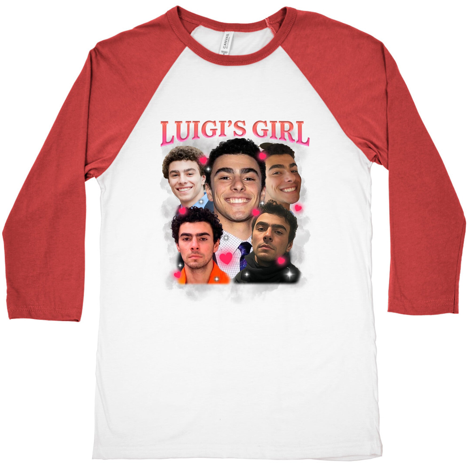 Luigis Girl Mangione Valentines Day Baseball Tee
